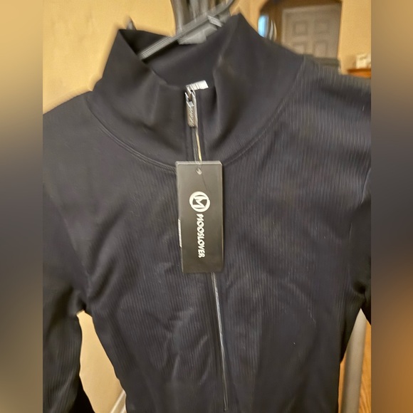 Ribbed Zipper Long Sleeves Jumpsuit. Seamless ribbed with tummy control. Gym. - Picture 9 of 14